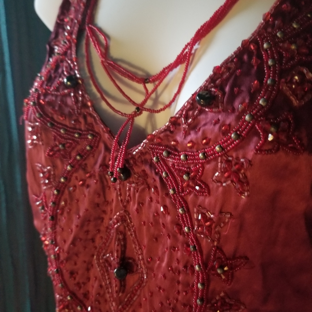 Lapetina & Lomeli crimson silk top